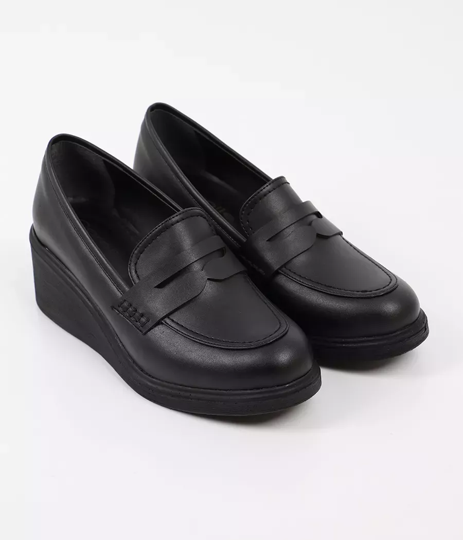 Mocassin confort à talon compensé élastiqué réf : 103